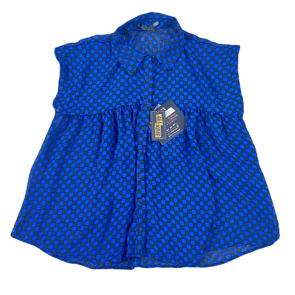 NWT All Kris checkered semi sheer blouse size 1X